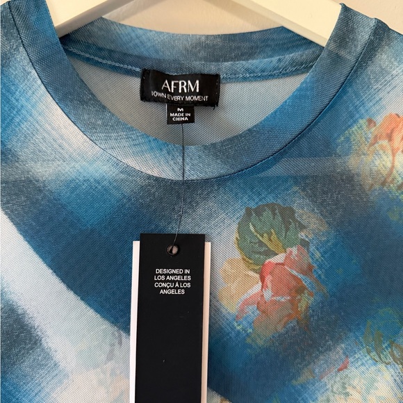AFRM Ashland Dress in Blue Floral Plaid - Picture 4 of 4